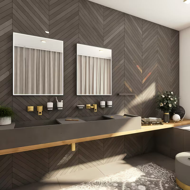 Nimco s pozadinskim osvjetljenjem LED ogledalo 60x80 cm u crnoj izvedbi s osvjetljenjem po obodu