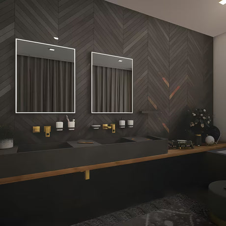 Nimco s pozadinskim osvjetljenjem LED ogledalo 60x80 cm u crnoj izvedbi s osvjetljenjem po obodu