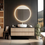 Okruglo LED kupaonsko ogledalo Nimco s pozadinskim osvjetljenjem po obodu, promjer 80 cm.