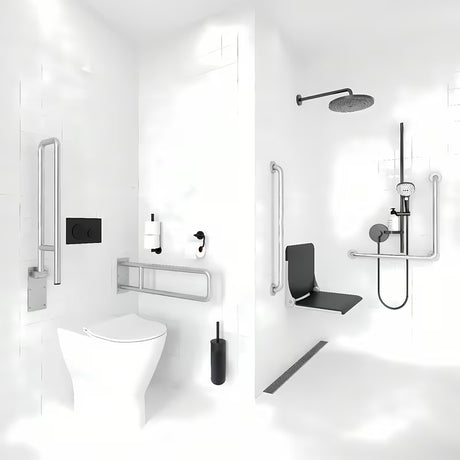 ručka Nimco pro bez barijera WC školjke od nehrđajućeg čelika za kupaonicu kao siguran oslonac uz tuševi, kade i WC školjke.