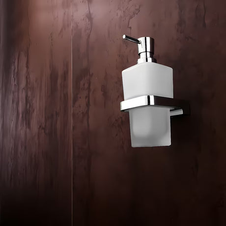 Kromirani dozator za tekući sapun Nimco Maya s posudicom od matiranog stakla, zapremine 250 ml.