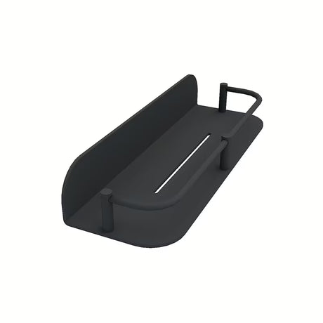 Crna kupaonska police za tuševi bez bušenja, s ogradicom i utorom pro za otjecanje vode