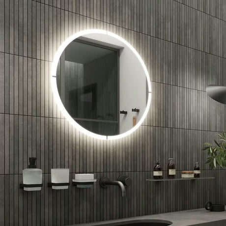 Okruglo kupaonsko LED ogledalo Nimco s obodnim LED osvjetljenjem, promjer 800 mm, aluminijski okvir.