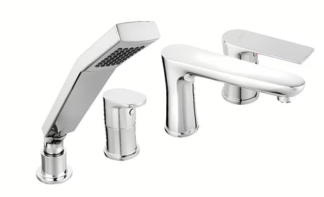 Kromirana jednoručna baterija miješalica za kadu Novaservis Algeo Square na rub kade s tuš setom