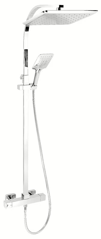 Novaservis Aquasave tuš sustav u krom izvedbi s termostatskom miješalicom, s nadglavnim tušem 280x280 mm i ručnim tušem.