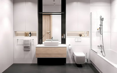 Zidna jednoručna baterija miješalica za kadu Novaservis Metalia 54 u sjajnoj krom izvedbi.