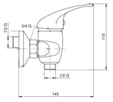 Zidna jednoručna baterija miješalica za tuš Novaservis Metalia 55 u kromu s tuš setom
