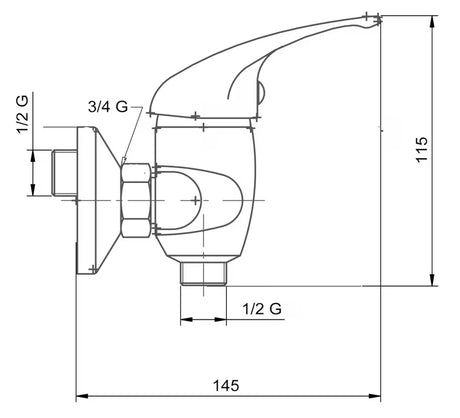 Zidna jednoručna baterija miješalica za tuš Novaservis Metalia 55 u kromu s tuš setom