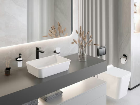 Crna jednoručna baterija stojeća miješalica za umivaonik Novaservis Metalia 58 s mat završnom obradom bez odvoda