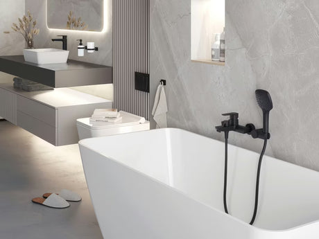 Novaservis Metalia 58 jednoručna baterija zidna miješalica za kadu u crnoj boji s mat završnom obradom