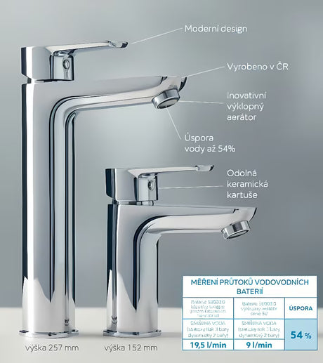 Novaservis Metalia 58 visoka jednoručna baterija miješalica za umivaonik s odvodom u krom izvedbi