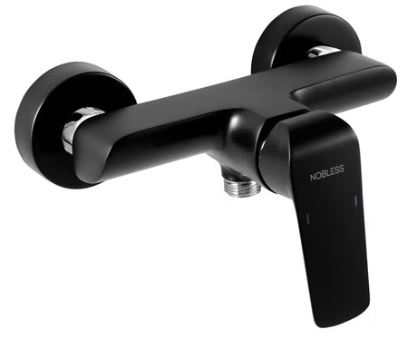 Jednoručna Baterija zidna miješalica za tuš Novaservis Nobless Tina u izvedbi crna i krom.