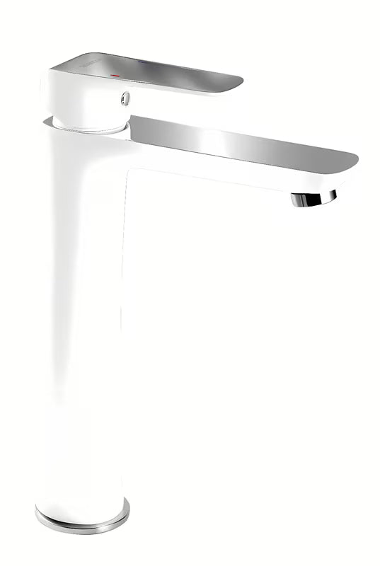 Visoka jednoručna baterija miješalica za umivaonik Novaservis Nobless Tina u izvedbi bijela/krom bez odvoda