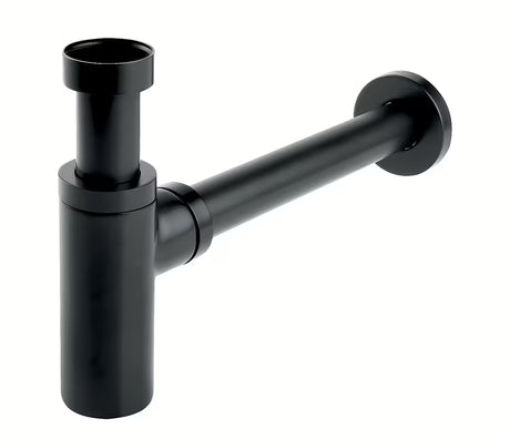 Potpuno metalni sifon za umivaonik Novaservis u mat crnoj završnoj obradi s odvodom 32 mm.