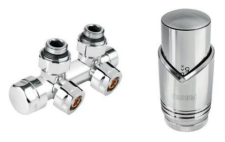 Novaservis Chrome termostatski ventil kutni sa središnjim priključkom u krom izvedbi