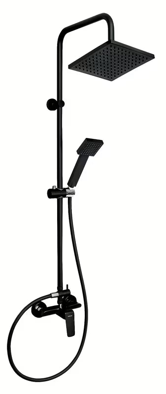 Crni tuš sustav Novaservis Tina s ventilskom baterijom i razmakom 150 mm.