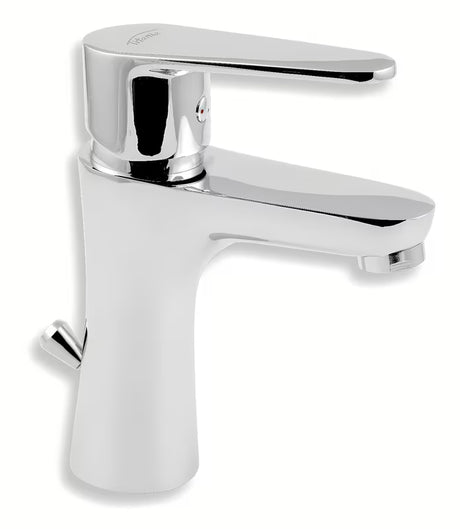Kromirana jednoručna baterija miješalica za umivaonik Novaservis Titania Fresh sa stojećom montažom i ispustom.