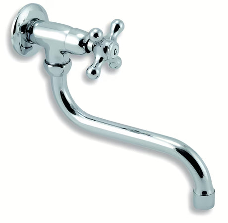 Kromirani ventil za umivaonik Novaservis Titania Retro II s okretnim izljevom u retro dizajnu.