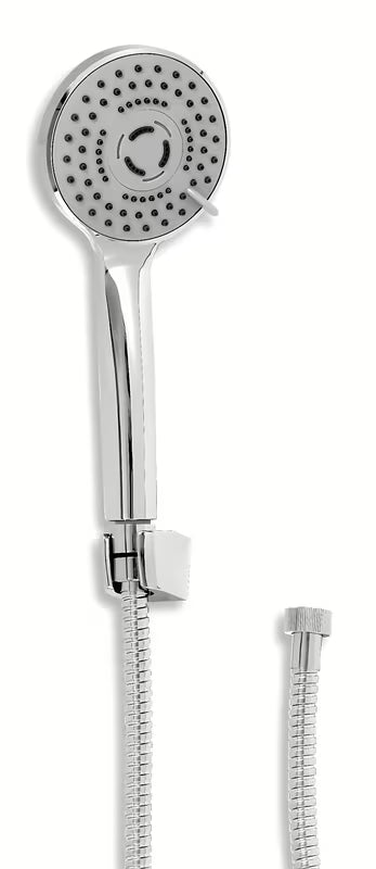 Set za Kadu Novaservis Mini u krom izvedbi s ručnim tušem s 3 funkcije, metalnim crijevom 150 cm i držačem tuševi.