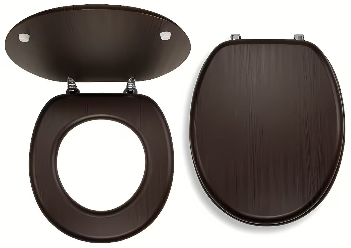 WC daska Novaservis od MDF-a u dekoru wenge s kromiranim mesinganim ručkicama