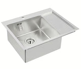 Optima Carlos inox kuhinjski jednostruki sudoper s ocjeđivačem, gornja ugradnja, sjajni saten, korito lijevo