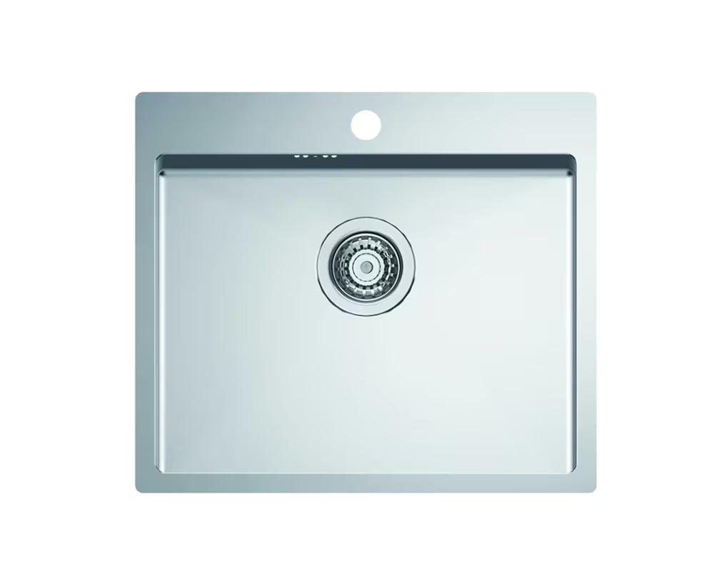 Inox kuhinjski jednostruki sudoper Optima Carlos pro gornja ugradnja na radnu ploču, 550 x 480 mm.