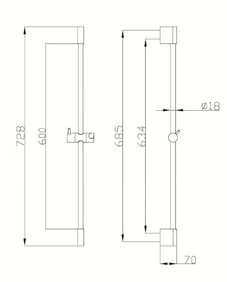 Tuš šipka Optima Comfort u izvedbi chrome s podesivim držačem tuševi