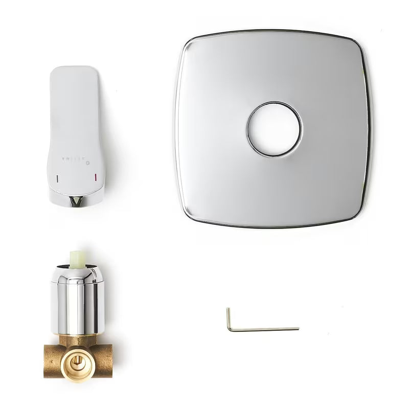 Podžbukna jednoručna baterija miješalica za tuš Optima Cube Way u krom izvedbi čistog minimalističkog dizajna.