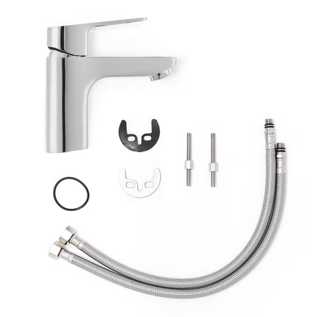 Kromirana jednoručna baterija stojeća miješalica za umivaonik Optima Cube Way bez odvoda s višim izljevom