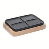 Samostojeći  posuda za sapun Optima Hombre u crno-mat izvedbi s bambusovim drvom