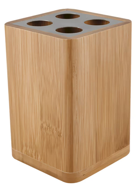 Samostojeći  držač četkica Optima Latia od drva s četvrtastim dizajnom.