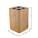 Samostojeći  držač četkica Optima Latia od drva s četvrtastim dizajnom.