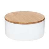 Bijeli samostojeći  kozmetički kutija Optima Libra s poklopcem i ogledalom, od keramike i drva.