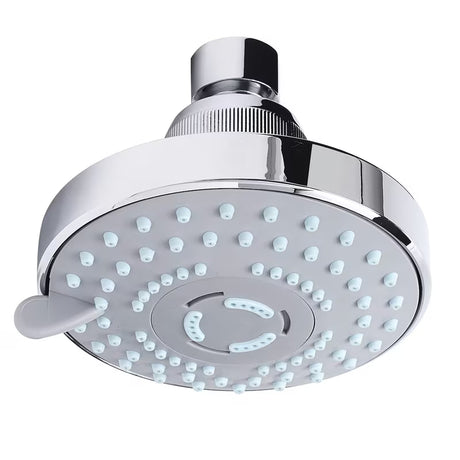 Kromirana plastična nadglavni tuš Optima promjera 8 cm s tri vrste mlaza.