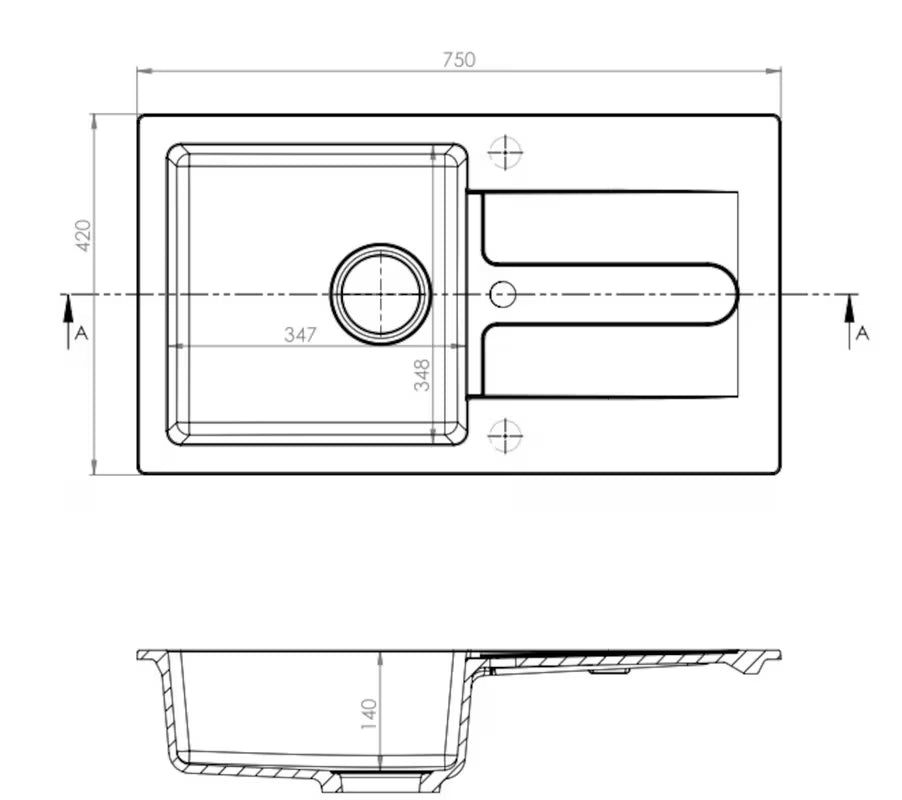 Optima Pablo granitni sudoper  s ocjeđivačem u bež mat izvedbi pro za nadgradnu ugradnju na ploču.