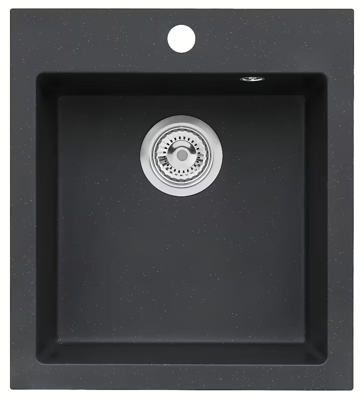 Granitni sudoper  Optima Pablo u crnoj izvedbi pro za nadgradnu ugradnju na radnu ploču.