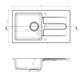 Optima Pablo granitni sudoper  s ocjeđivačem u crnoj izvedbi pro za nadgradnu ugradnju