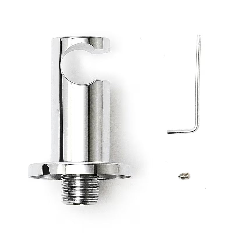 Kromirani podžbukni priključak tuševi Optima s integriranim držačem tuševi u zaobljenom dizajnu.