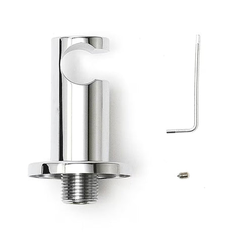 Kromirani podžbukni priključak tuševi Optima s integriranim držačem tuševi u zaobljenom dizajnu.