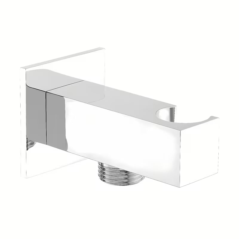 Kromirani podžbukni priključak tuševi s integriranim držačem u četvrtastom dizajnu