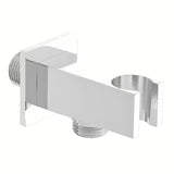 Optima podžbukni priključak u krom izvedbi s praktičnim držačem za ručnu tuševi.