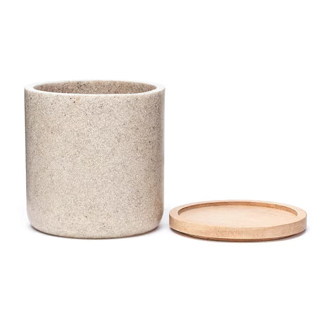 Kutija s poklopcem Optima Poly u nijansi light-limestone s drvenim poklopcem