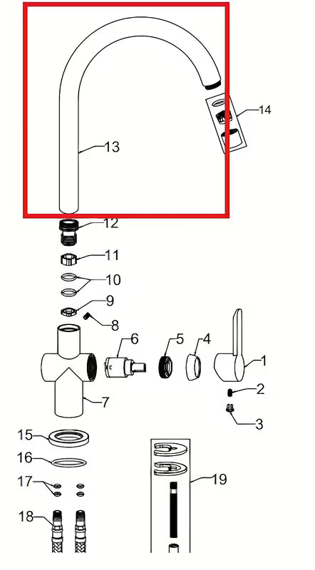 Kromirani izljev Optima kao praktičan dodatak za slavinu.
