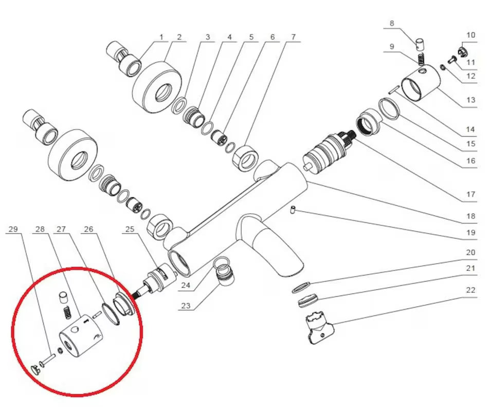 Zamjenska ručica Optima pro za termostatsku kadu miješalicu pro prebacivanje kada/ručni tuš
