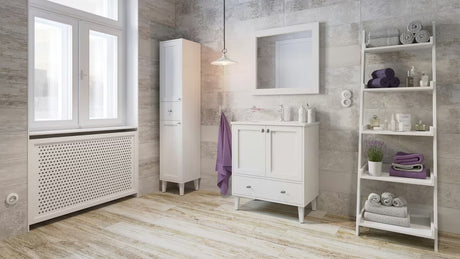 Bijeli keramički dozator sapuna Optima Provence pro kupaonicu u francuskom provansalskom stilu.