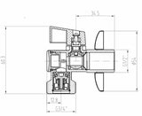 Potpuno metalni kutni ventil Optima 1/2x3/4 s plastičnom klapnom i integriranim filtrom