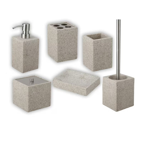 Optima Supera set samostojećih kupaonskih dodataka od polyresina i nehrđajućeg čelika