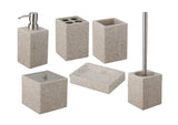 Samostojeći  držač četkica Optima Supera u nijansi light-limestone od polirezina.