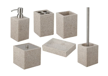 Samostojeći  posuda za sapun Optima Supera od polyresina u dekoru light-limestone