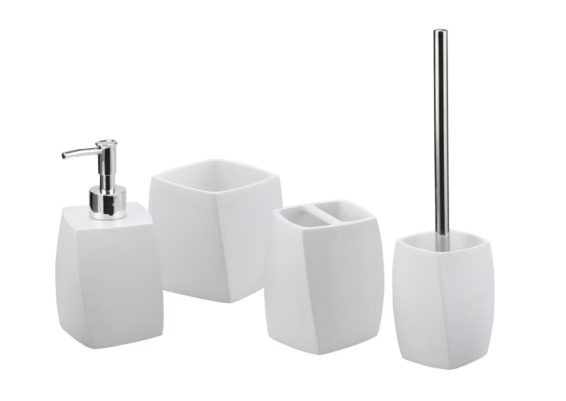 Bijela kupaonska posuda Optima Suza modernog dizajna pro odlaganje četkica i kozmetičkog pribora.